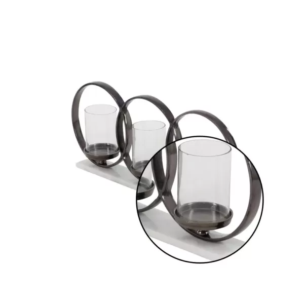 LITTON LANE Glass, Aluminum and Marble 3-Light Candle Holder