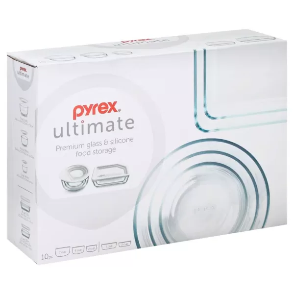 Pyrex Ultimate Storage 10-Piece Glass Storage Set with White Lids
