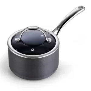 Cooks Standard 2 qt. Hard-Anodized Aluminum Nonstick Sauce Pan in Black with Glass Lid