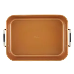 Ayesha Curry Ayesha Bakeware Nonstick Roaster with Convertible Rack, 11-Inch x 15-Inch, Copper