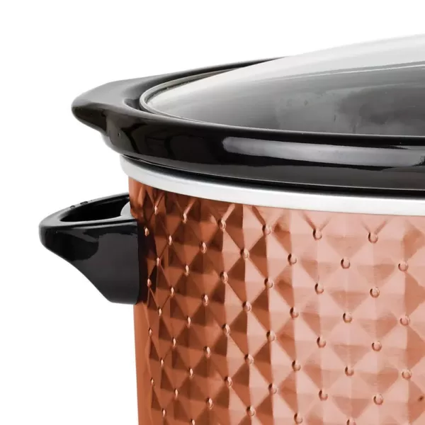 Brentwood Appliances Diamond 7 Qt. Copper Slow Cooker with Tempered Glass Lid