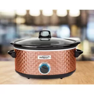 Brentwood Appliances Diamond 7 Qt. Copper Slow Cooker with Tempered Glass Lid