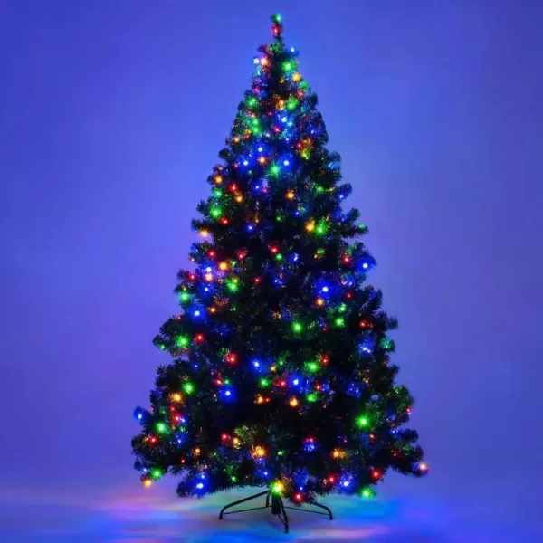 Costway 7.5 ft. Pre-Lit Dense Artificial Christmas Tree Hinged with 550 Multi-Color Lights and Stand
