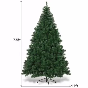 Costway 7.5 ft. Pre-Lit Dense Artificial Christmas Tree Hinged with 550 Multi-Color Lights and Stand