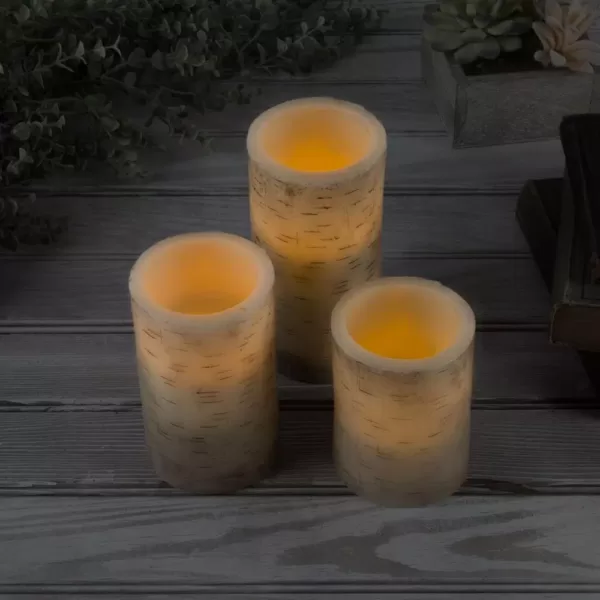 Lavish Home Cream Flameless Birch Bark Candle Set