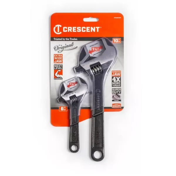 Crescent 6 in. and 10 in. Wide Jaw Adjustable Wrench Set (2-Piece)