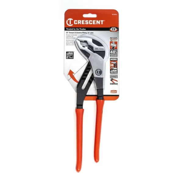 Crescent 12 in. Z2 K9 Straight Jaw Dipped Handle Tongue and Groove Pliers