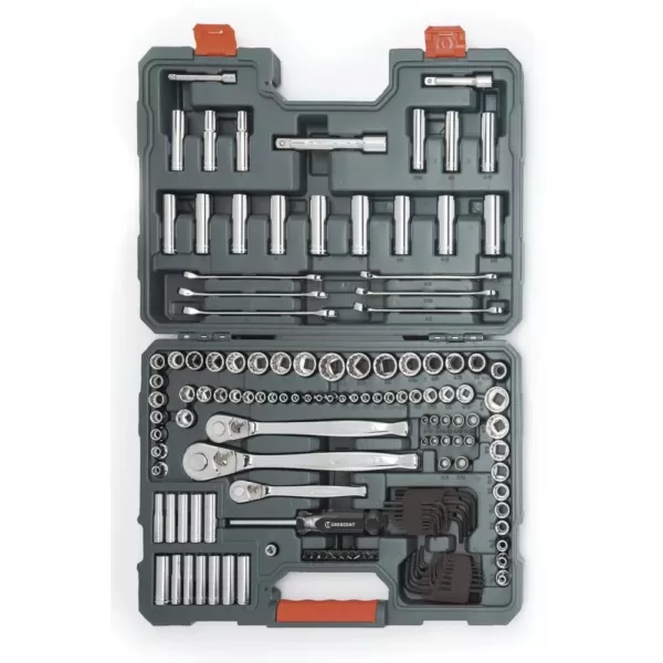 Crescent 1/4 in., 3/8 in. and 1/2 in. Drive SAE/Metric Mechanics Tool Set (142-Piece)