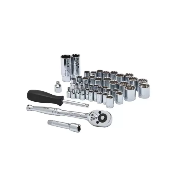 Crescent 1/4 in. and 3/8 in. Drive 6 and 12 Point SAE/Metric Socket Wrench Tool Set (45-Piece)