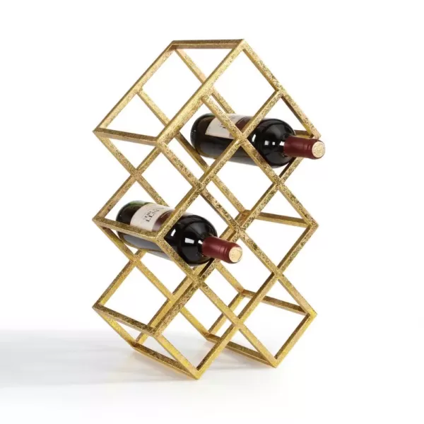 DANYA B Sparkling Gold Iron 9-Bottle Wine Rack
