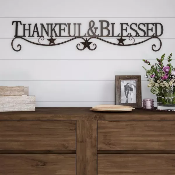 Lavish Home "Thankful and Blessed" Metal Cutout Sign