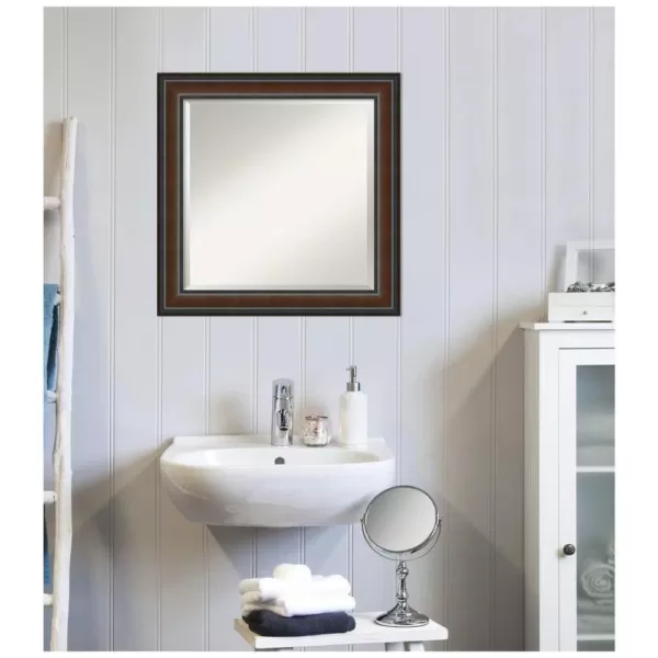 Amanti Art Cyprus Walnut 24.88 in. x 24.88 in. Bathroom Vanity Wall Mirror