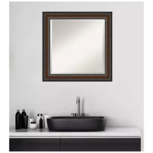 Amanti Art Cyprus Walnut 24.88 in. x 24.88 in. Bathroom Vanity Wall Mirror