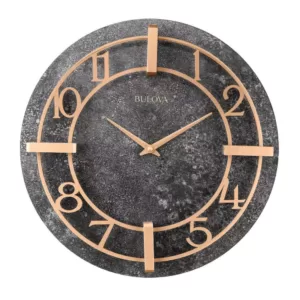 Bulova Retro Classic Granite Tone 16 in. Round Wall Clock