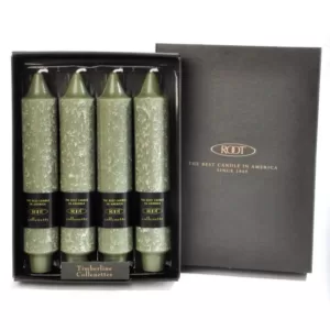 ROOT CANDLES 7 in. Timberline Collenette Dark Olive Dinner Candle (Box of 4)