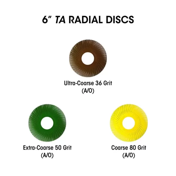 Dedeco Sunburst - 2 in. 3-PLY Radial Discs - 1/4 in. Arbor - Thermoplastic Cleaning and Polishing Tool, Coarse 80-Grit (1-Pack)