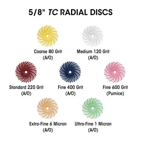 Dedeco Sunburst - 6 in. TC Radial Discs - 1/2 in. Arbor - Thermoplastic Cleaning and Polishing Tool, X-Fine 6 Micron (1-Pack)