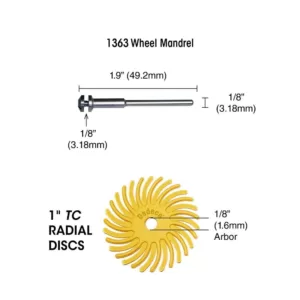 Dedeco Sunburst 1 in. Radial Discs - 1/8 in. Fine 400-Grit Arbor Rotary Cleaning and Polishing Tool (12-Pack)