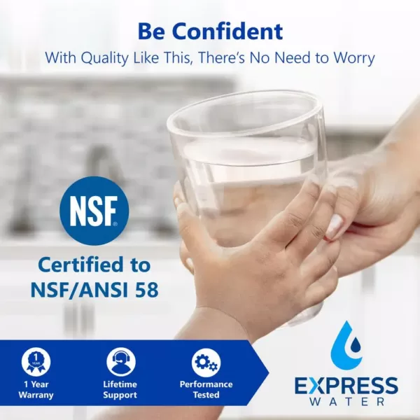 Express Water Express Water Reverse Osmosis 5 Stage Water Filtration System – NSF Certified – Faucet, Tank and 4 Filters – 50 GPD