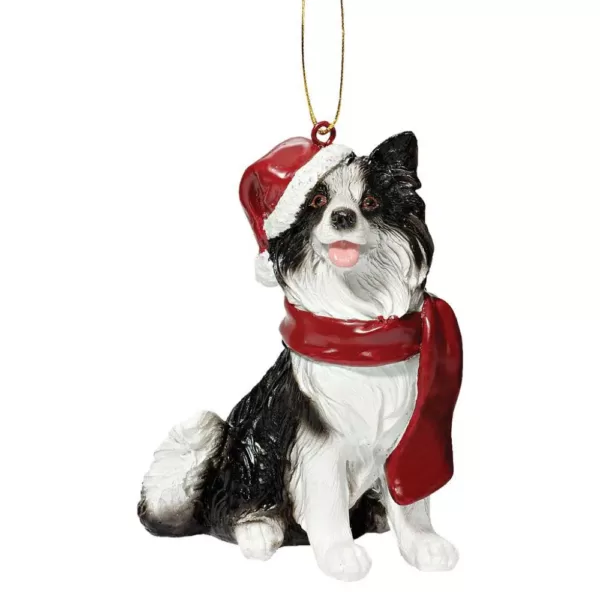 Design Toscano 3.5 in. Border Collie Holiday Dog Ornament Sculpture
