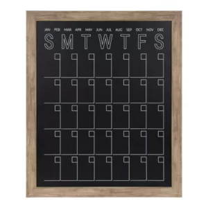 DesignOvation Beatrice Rustic Brown Chalkboard Monthly Calendar Memo Board