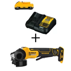 DEWALT 20-Volt MAX XR Cordless Brushless 4-1/2 in. Paddle Switch Small Angle Grinder with (1) 20-Volt 3.0Ah Battery & Charger