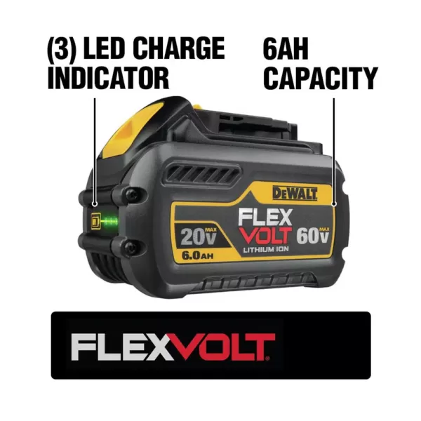 DEWALT FLEXVOLT 60-Volt MAX Cordless Brushless 4-1/2 in. Angle Grinder, (2) FLEXVOLT 6.0Ah Batteries & 1/4 in. Impact Driver