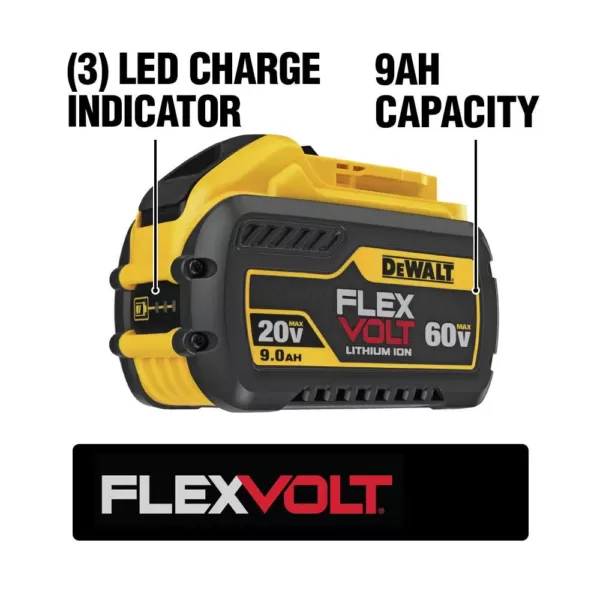 DEWALT FLEXVOLT 60-Volt MAX Brushless 4-1/2 in. - 6 in. Small Angle Grinder, (2) FLEXVOLT 9.0Ah Batteries & 6-1/2 in. Circ Saw