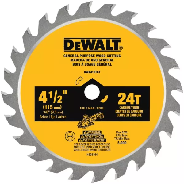DEWALT Atomic 4-1/2 in. 24-Tooth Circular Saw Blade (5-Pack)