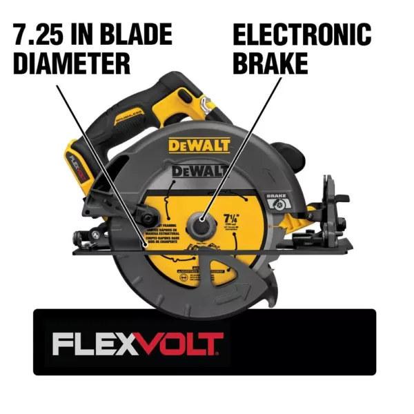 DEWALT FLEXVOLT 60-Volt MAX Cordless Brushless 7-1/4 in. Circular Saw, (1) FLEXVOLT 6.0Ah Battery & 1/2 in. Impact Wrench
