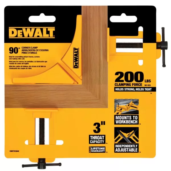 DEWALT 90° 200 lb. Corner Clamp with 3 in. Jaw Opening