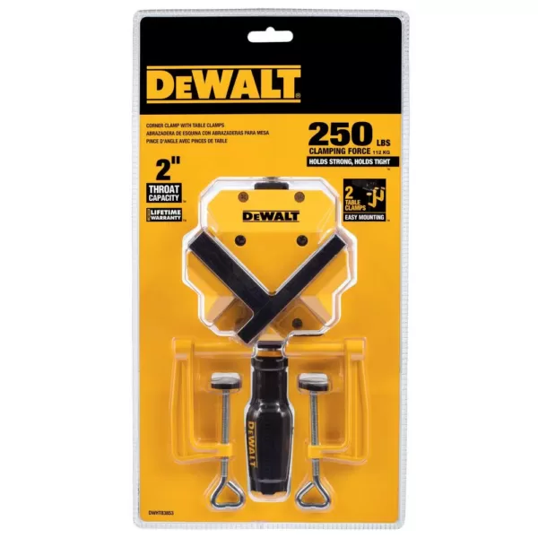 DEWALT 90-Degree 250 lb. Angle Clamp w/(2) Table Clamps