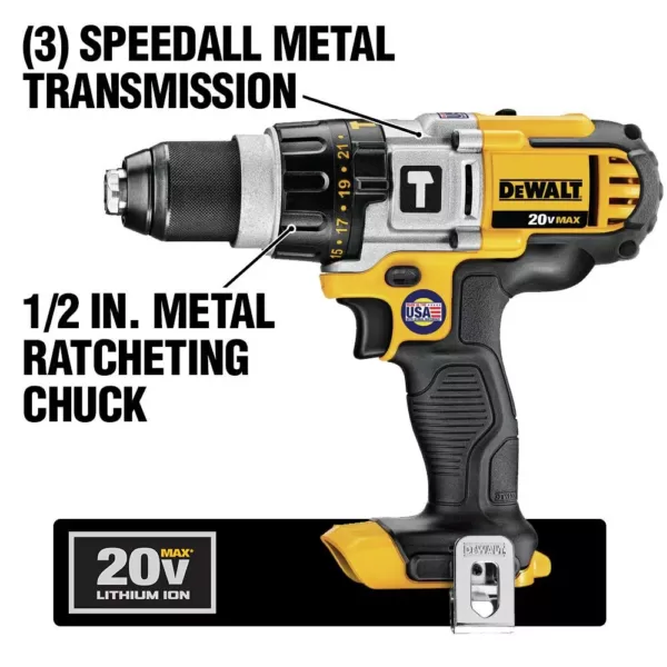 DEWALT 20-Volt MAX Cordless Premium 3-Speed 1/2 in. Hammer Drill (Tool-Only)