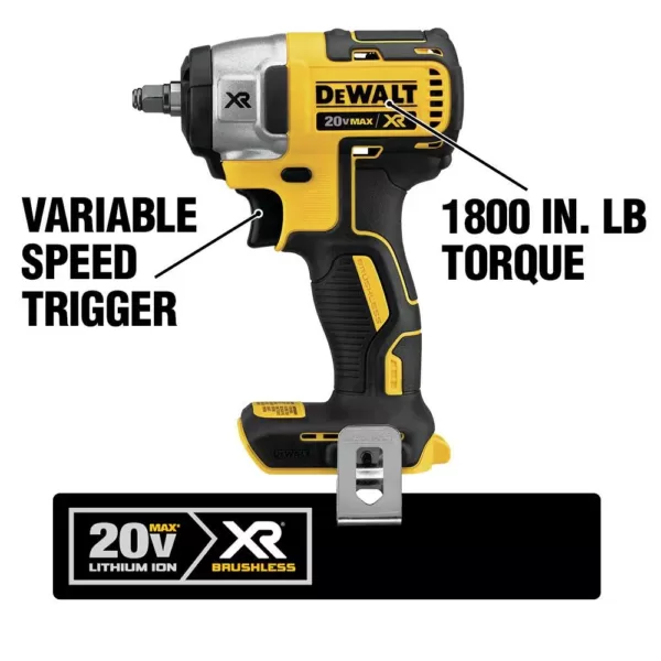 DEWALT 20-Volt MAX XR Cordless Brushless 3/8 in. Compact Impact Wrench (Tool-Only)