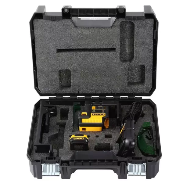 DEWALT 12-Volt MAX Lithium-Ion 100 ft. Green Self-Leveling 5-Spot Beam Laser with Battery 2Ah, Charger, & TSTAK Case