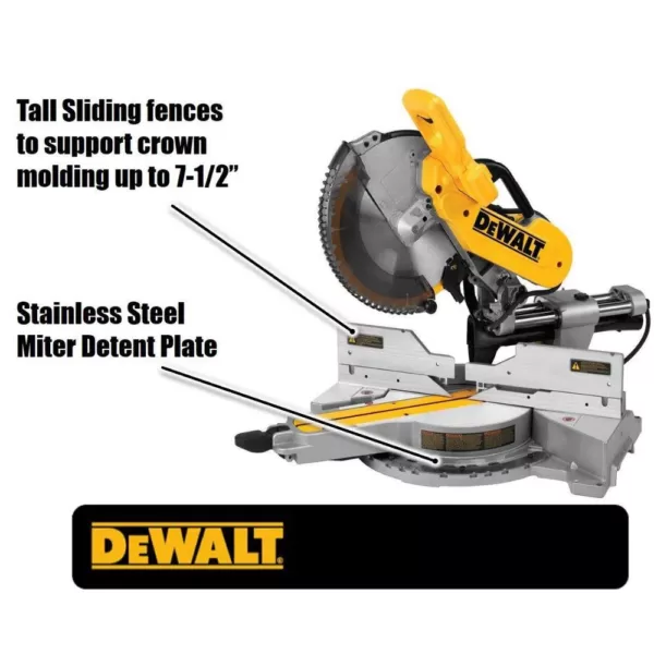 DEWALT 15 Amp Corded 12 in. Double-Bevel Sliding Compound Miter Saw with Bonus 20 Series 12 in. 60T Fine Finish Saw Blade