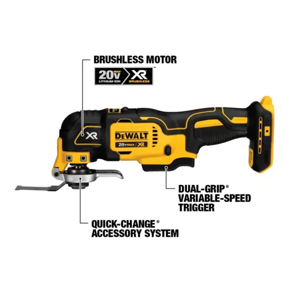 DEWALT 20-Volt MAX XR Cordless Brushless Oscillating Multi-Tool with (1) 20-Volt 2.0Ah Battery & Charger