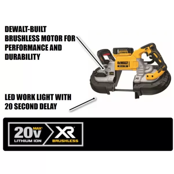 DEWALT 20-Volt MAX Cordless Brushless 5 in. Dual Switch Bandsaw with (2) 20-Volt Batteries 5.0Ah & Charger