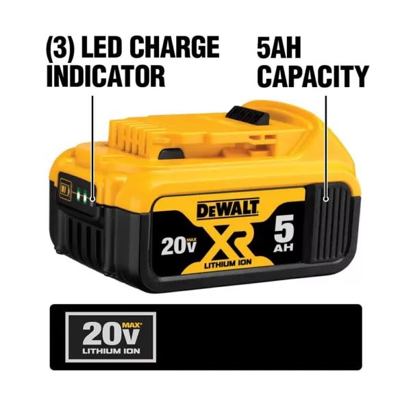 DEWALT 20-Volt MAX XR Premium Lithium-Ion 5.0Ah Battery Pack, Charger & Kit Bag