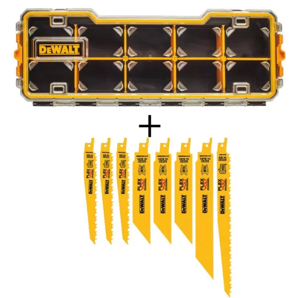 DEWALT FLEXVOLT Bi-Metal Reciprocating Saw Blade Set (8-Piece) with10-Compartment Pro Small Parts Organizers