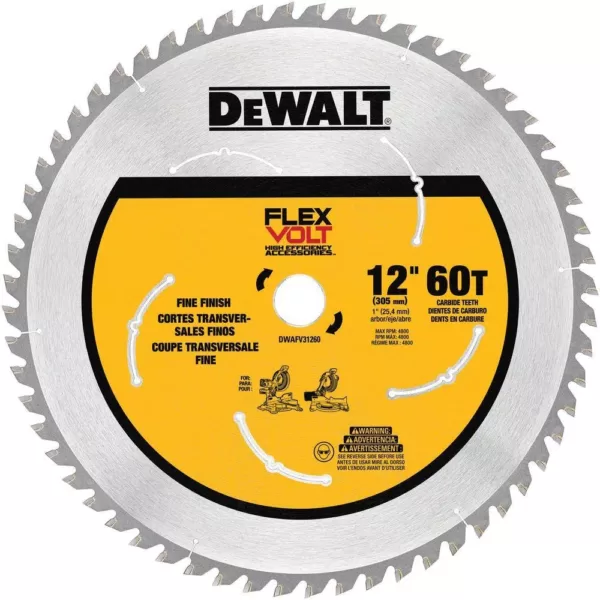 DEWALT FLEXVOLT 12 in. 60-Teeth Carbide-Tipped Miter Saw Blade