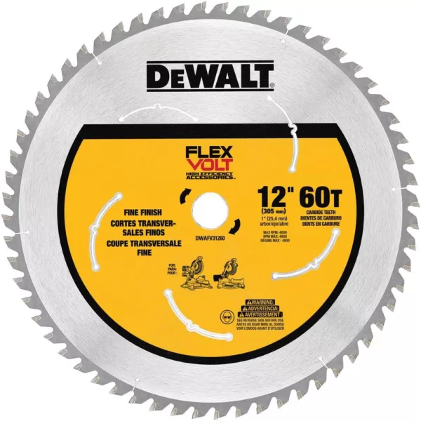 DEWALT FLEXVOLT 12 in. 60-Teeth Carbide-Tipped Miter Saw Blade (2-Pack)
