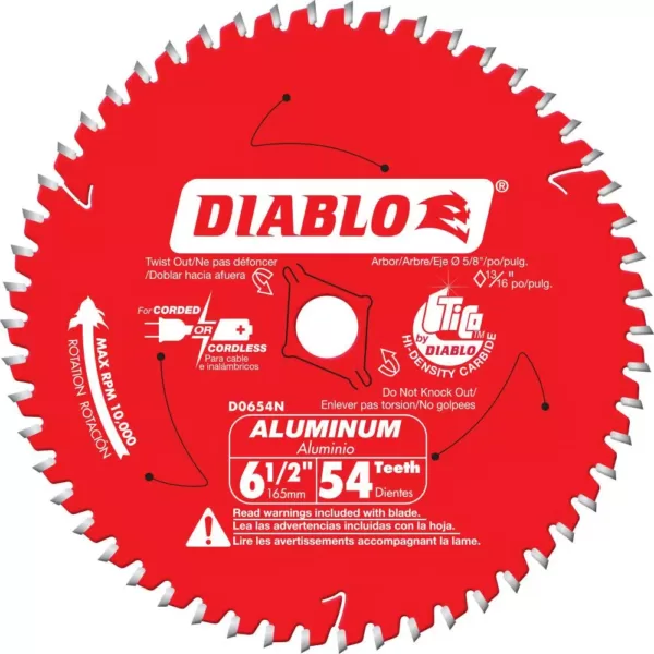 DIABLO 6-1/2 in. x 54-Tooth Aluminum/Laminate Metal Cutting Blade