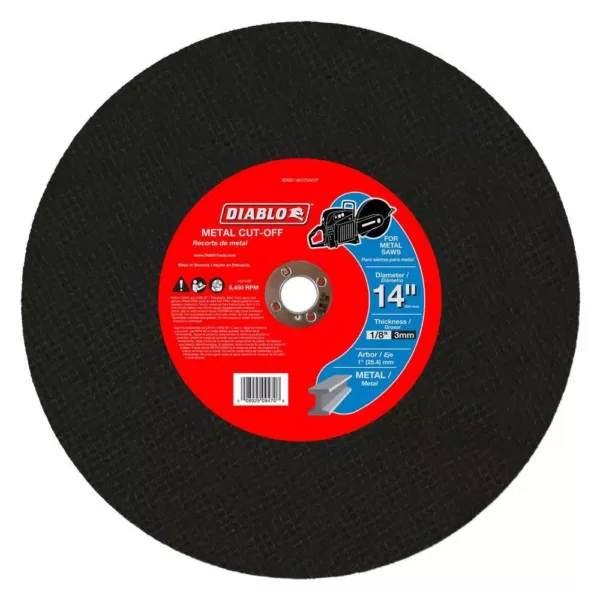 DIABLO 14 in. x 1/8 in. x 1 in. Metal High Speed Cut-Off Disc (5-Pack)