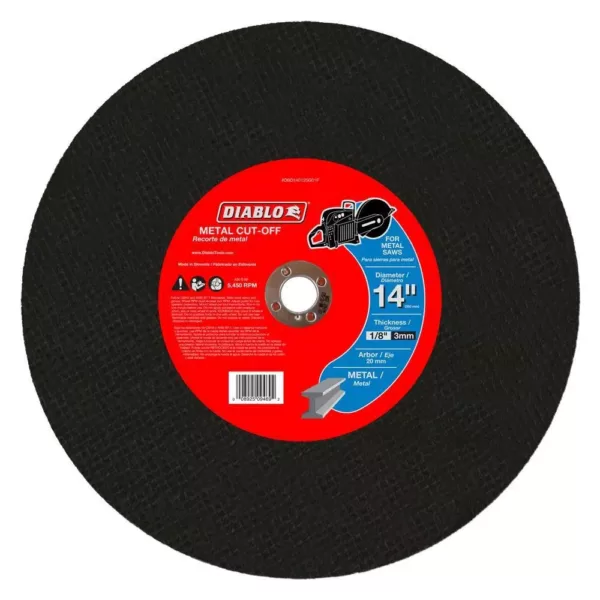 DIABLO 14 in. x 1/8 in. x 20 mm Metal High Speed Cut-Off Disc (5-Pack)