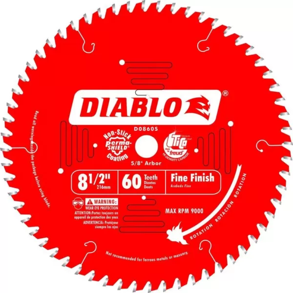DIABLO 8-1/2 in. x 60-Teeth Fine Finish Saw Blade