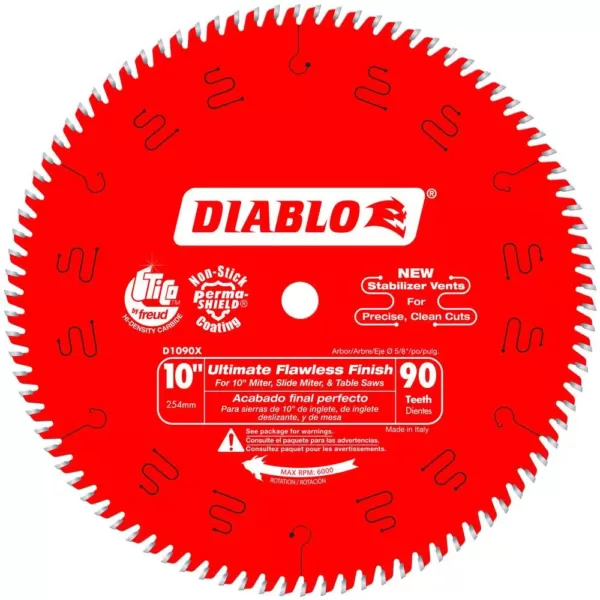 DIABLO 10 in. x 90-Teeth Ultimate Polished Finish Saw Blade