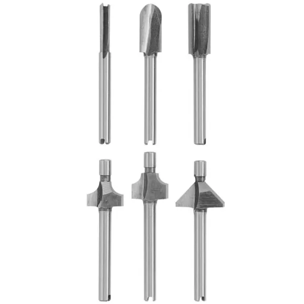 Dremel Plunge Router Rotary Tool Attachment Plus Rotary Tool Steel Router Bit Set for Soft Materials and Wood (6-Piece)
