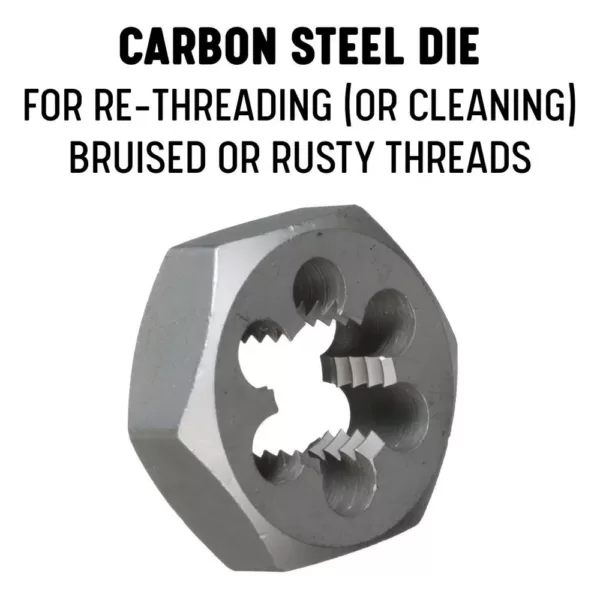 Drill America 1-1/16 in.-16 Carbon Steel Hex Re-Threading Die