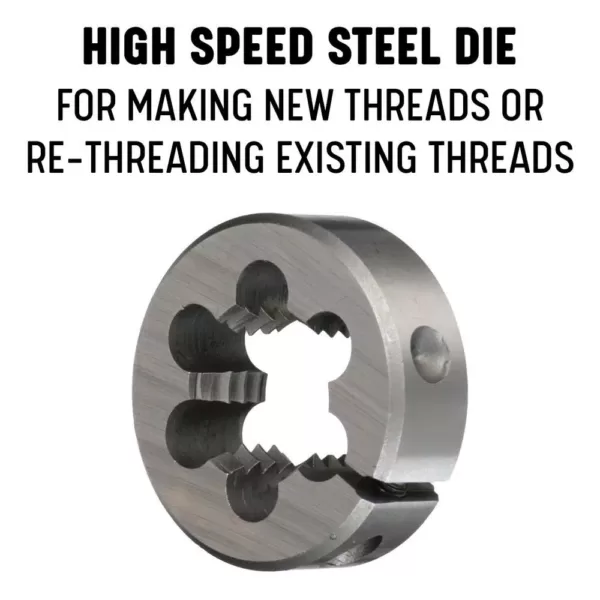 Drill America 1/2 in.-28  x 1-1/2 in. O.D. High Speed Steel Round Threading Adjustable Die